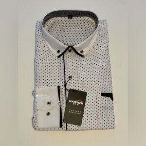 White and Red Polka Dot Dress Shirt